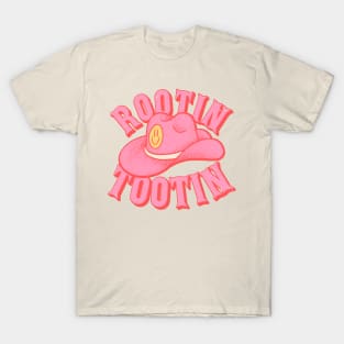 Rootin Tootin | Cowboy Hat Pink Cowgirl Hat Smiley Face Cheer Saying Quote T-Shirt